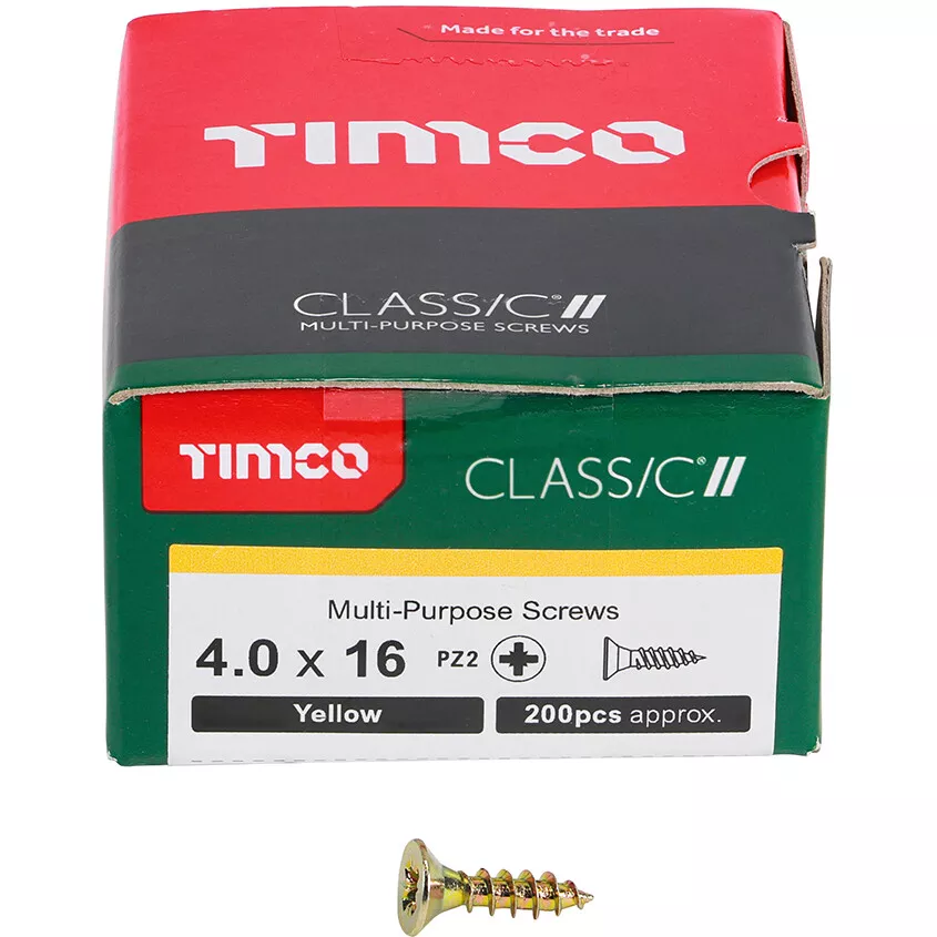 4.0mm x 16mm Classic Screw PZ2 CSK - ZYP (Box of 200) 40016CLAF Timco