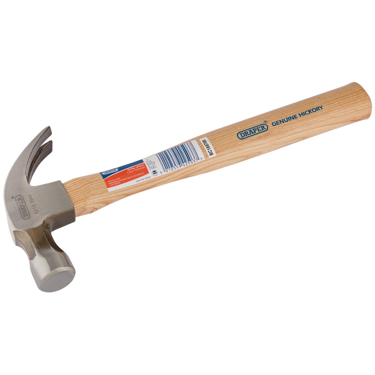 Draper 42503 6213 560g (20oz) Hickory Shaft Claw Hammer