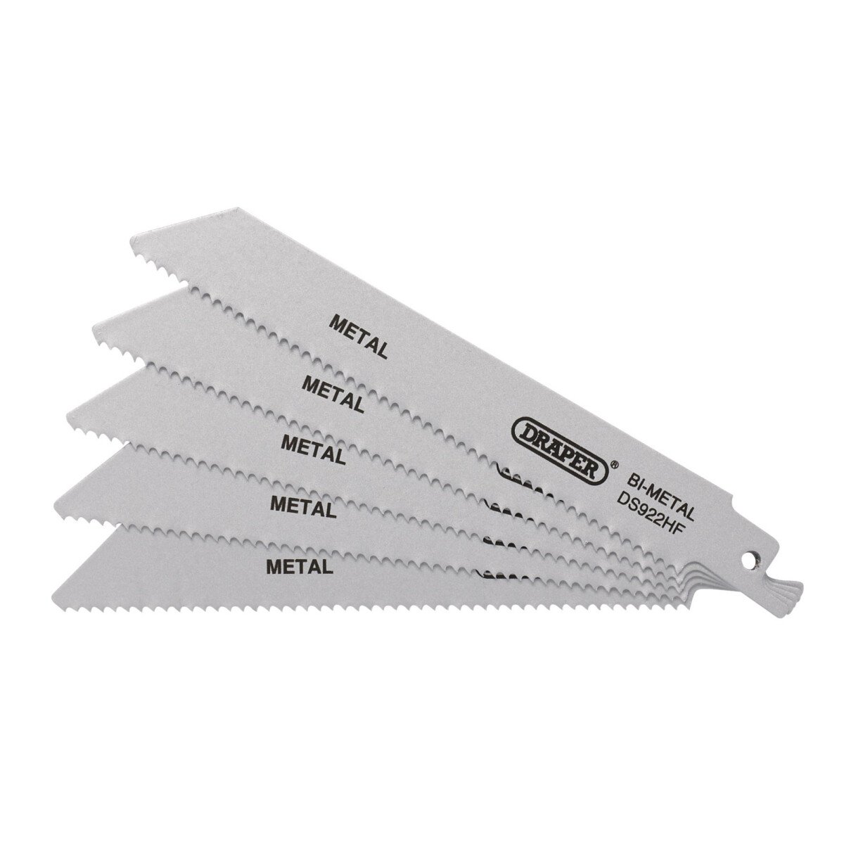 Draper 43460 DS922HF Bi Metal Reciprocating Saw Blades For Metal, 150mm, 10tpi (Pack Of 5)