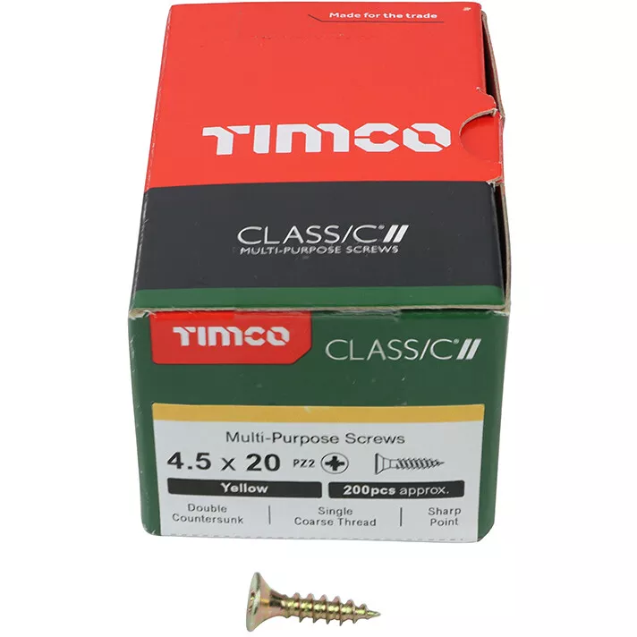 4.5mm x 20mm Classic Screw PZ2 CSK - ZYP (Box of 200) 45020CLAF Timco