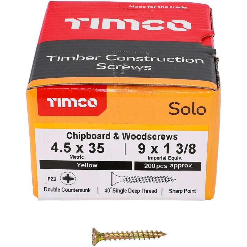 4.5mm x 35mm Solo Woodscrew PZ2 CSK - ZYP (Box of 200) 45035SOLOC Timco