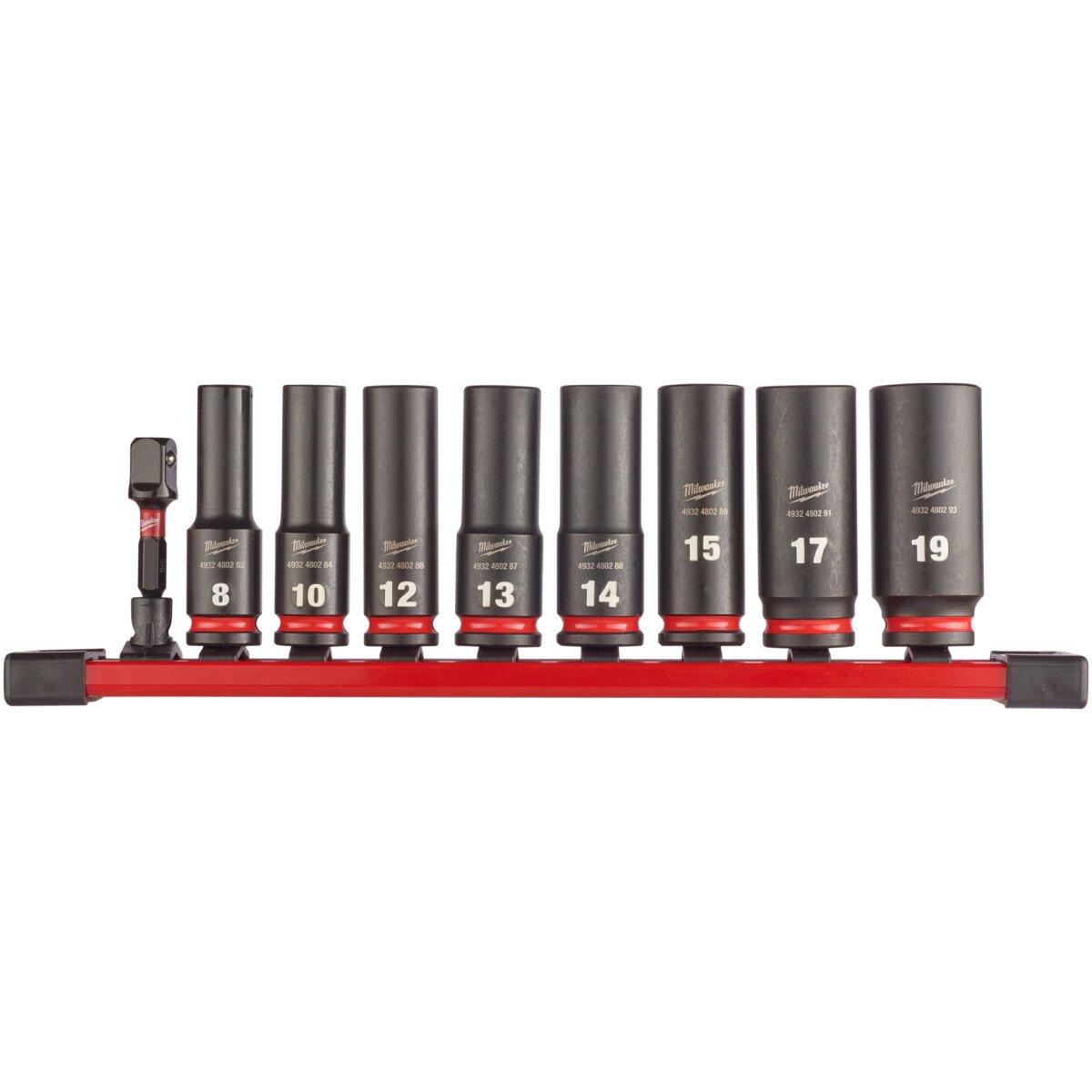 Milwaukee 4932480455 Impact Socket Set 3/8" Drive 8-19mm on Rail