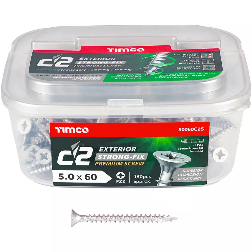 5.0mm x 60mm C2 Screw PZ2 CSK - OS (Tub of 150) 50060C2S Timco