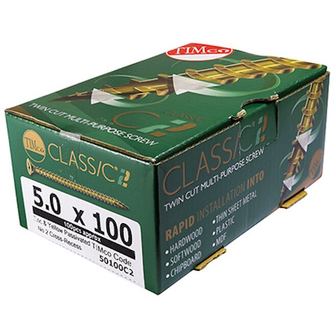 5.0mm x 120mm C2 Screw PZ2 CSK - ZYP (Box of 100) 50120C2 Timco