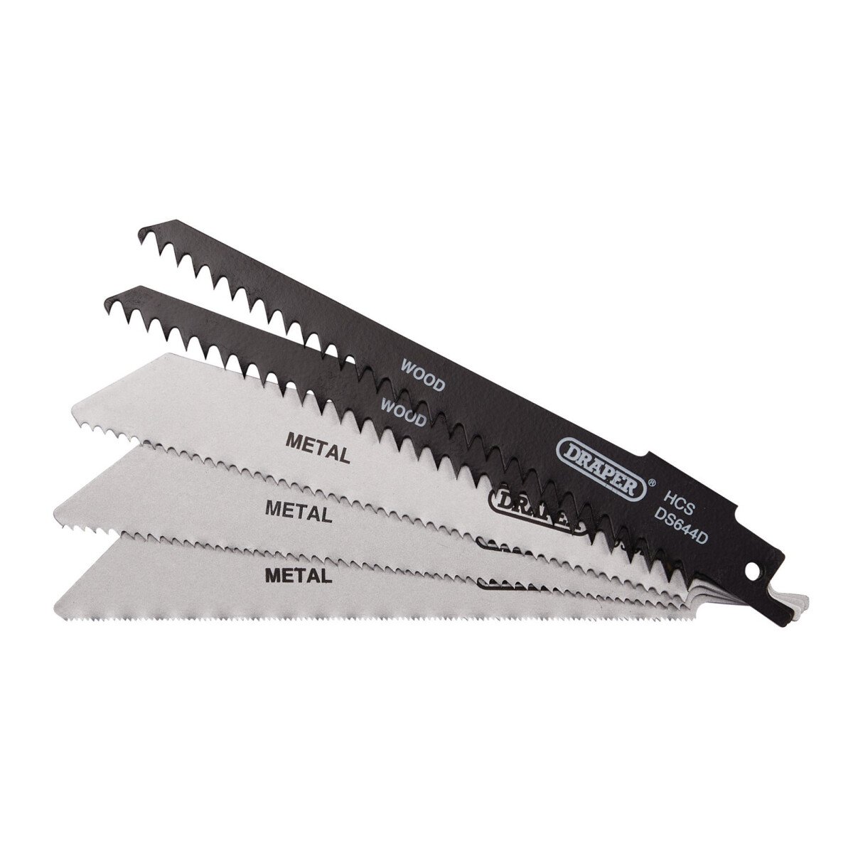 Draper 52517 RSBCOM5 Assorted Reciprocating Saw Blades For Multi Purpose Cutting, 150mm (Pack Of 5)