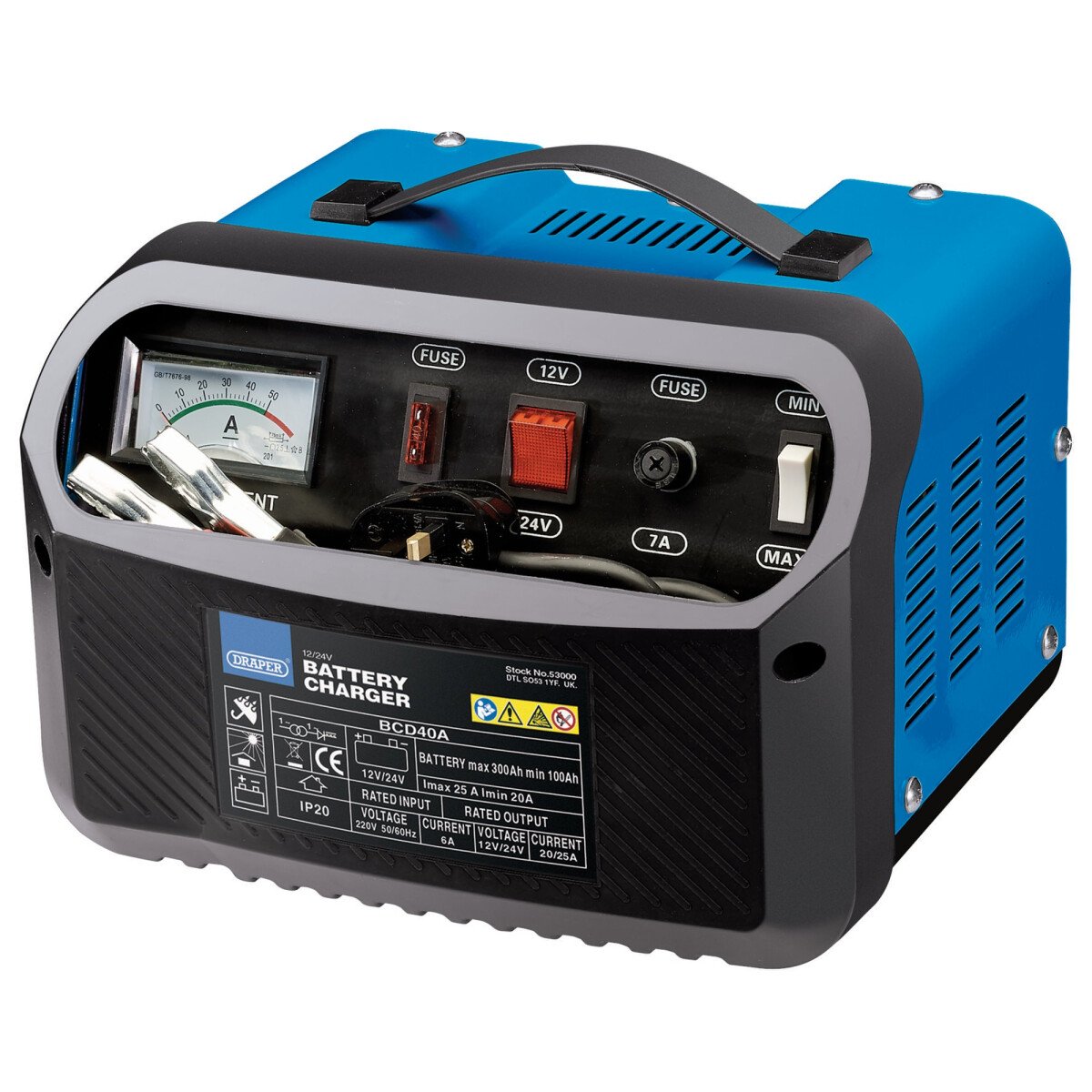 Draper 53000 BCD40A 12/24 V 20 25 A Battery Charger
