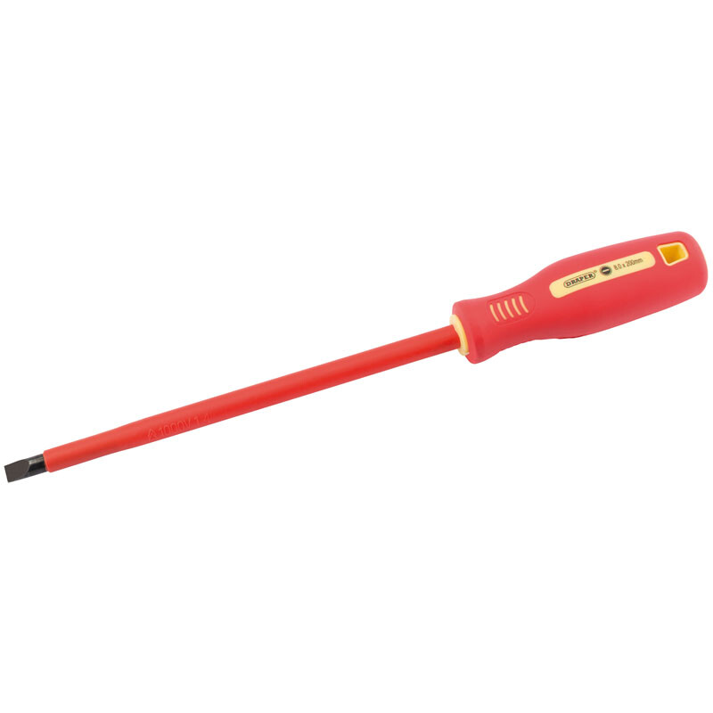 Draper 54273 952B 8mm x 200mm VDE Fully Insulated Plain Slot Screwdriver.