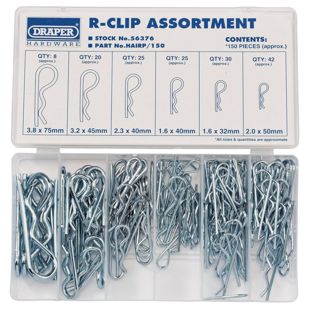 Draper 56376 HAIRP/150 150 Piece R-Clip Assortment