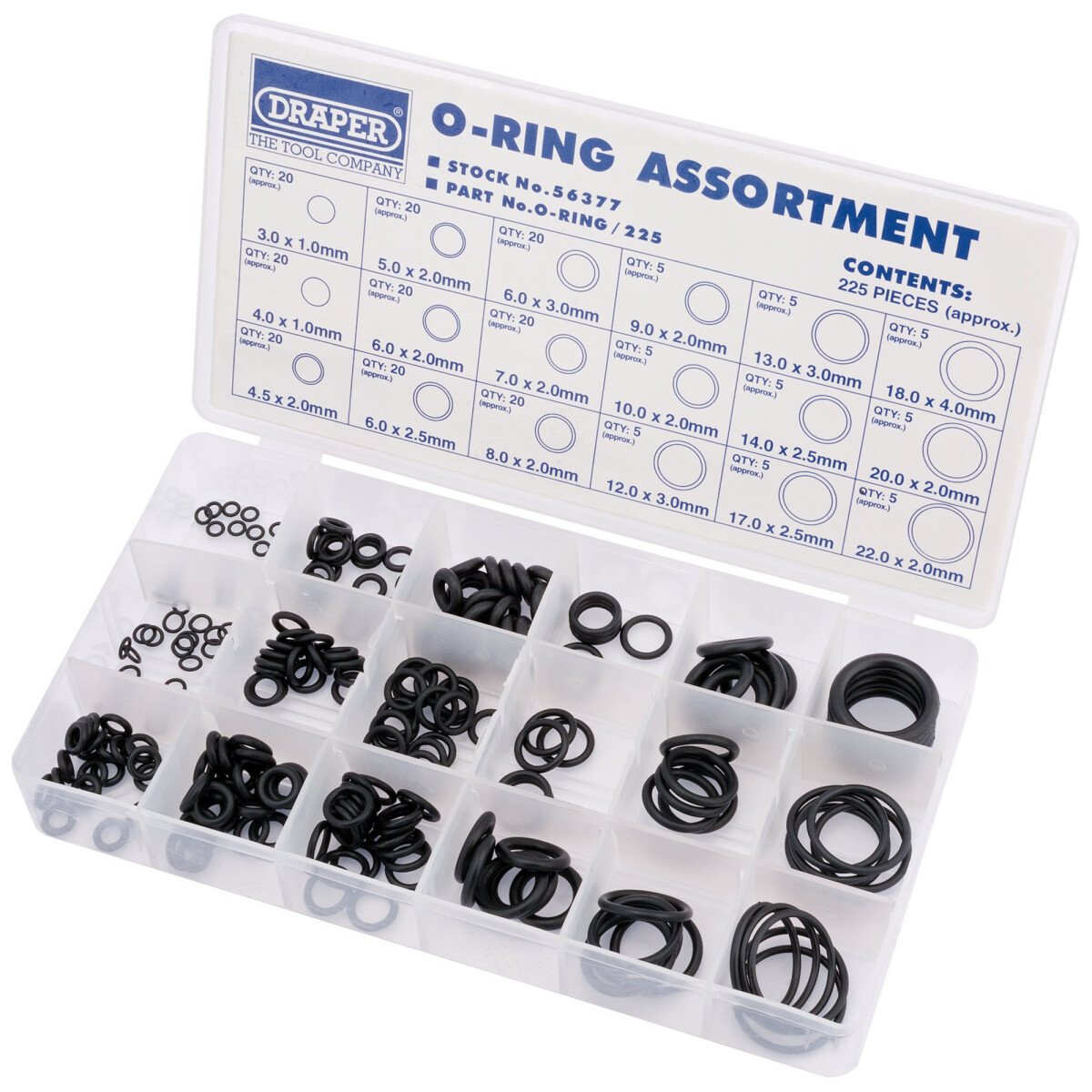 Draper 56377 O-RING/225 225 Piece O Ring Assortment
