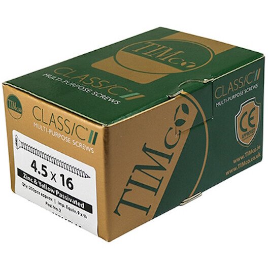 6.0mm x 45mm Classic Screw PZ3 CSK - ZYP (Box of 200) 60045CLAF Timco