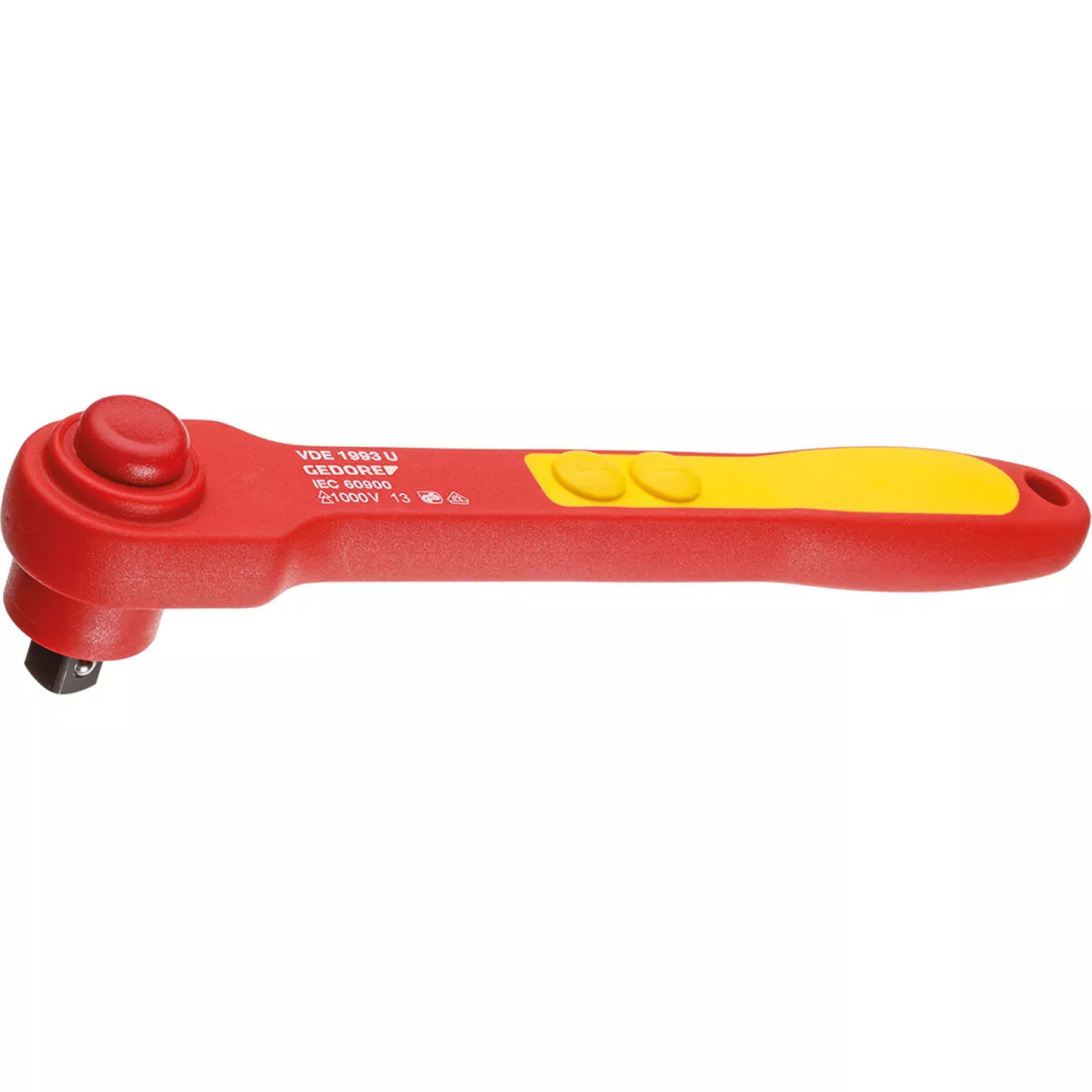 Gedore 6123910 VDE Reversible Ratchet 1/2" Drive with Push-Button Release VDE 1993 U