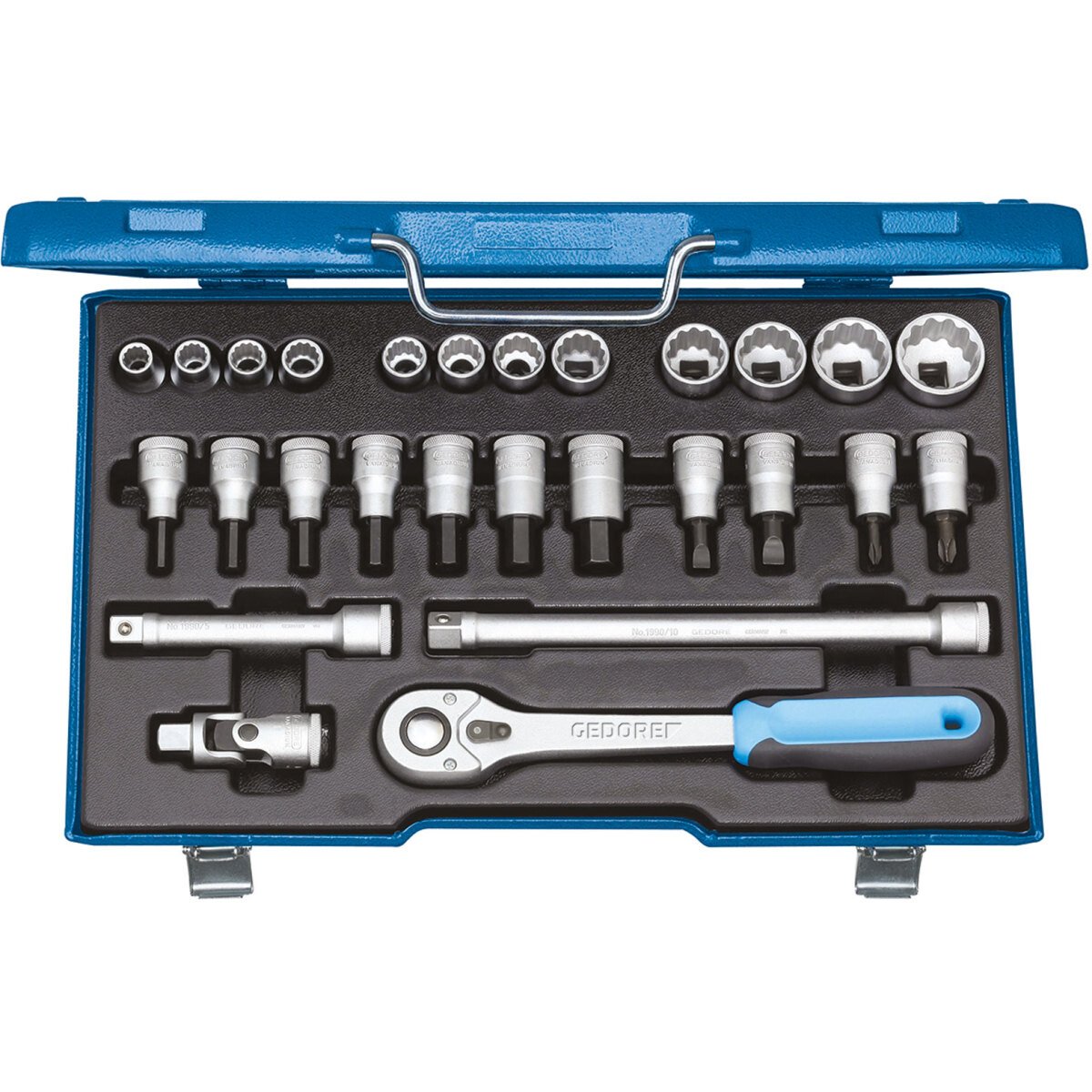 Gedore 6140090 UD Profile Socket and Screwdriver Bit Set Metric 27 Piece 1/2" Drive D 19 IMU-10