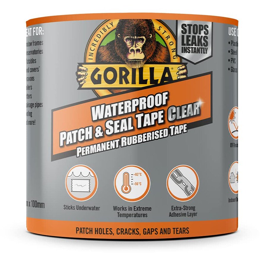 Gorilla®  GRGWPSTCL Waterproof Patch & Seal Tape 100mm x 2.4m Clear