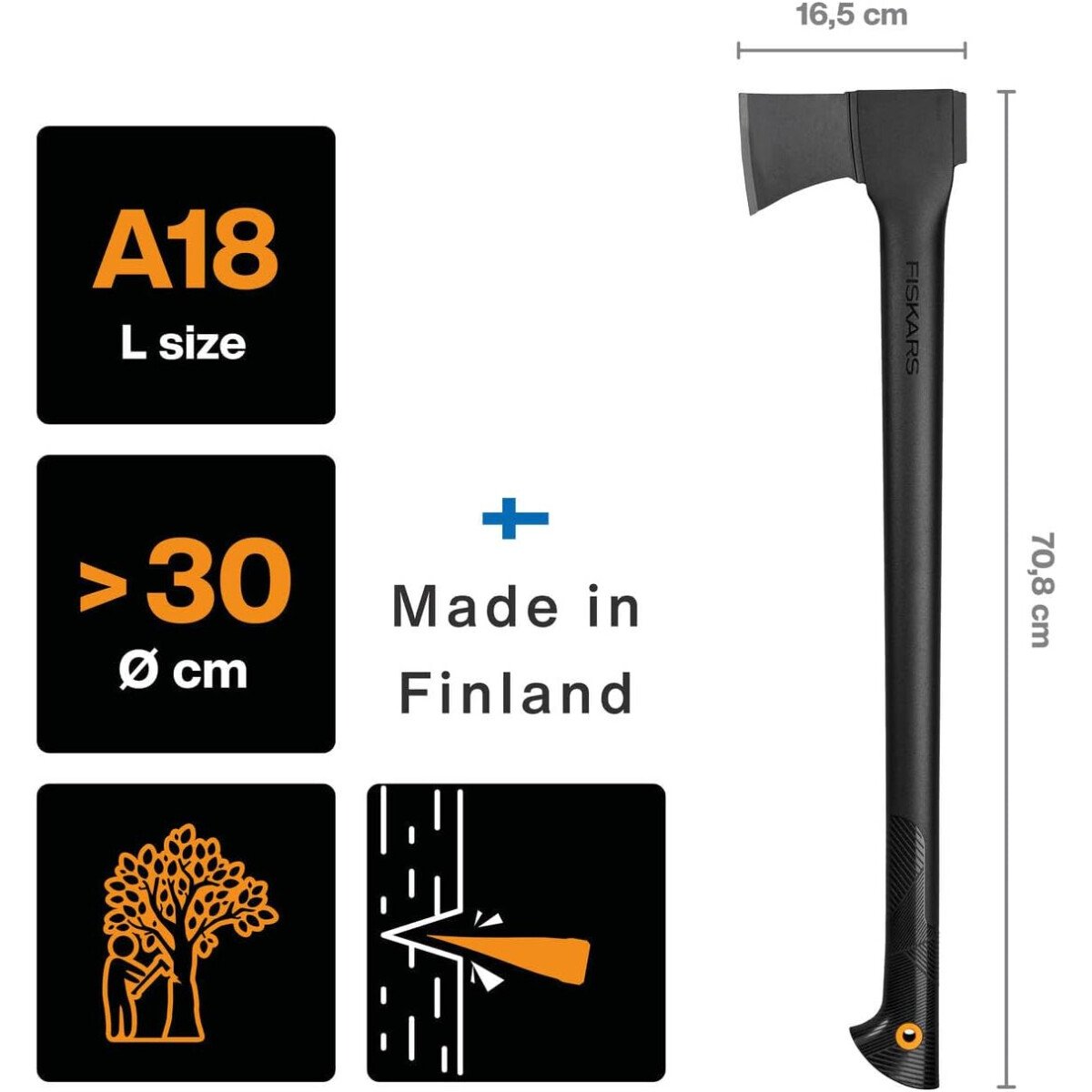 Fiskars 1052045 Solid™ A18 Felling Axe 1.5kg (3.3 lb)