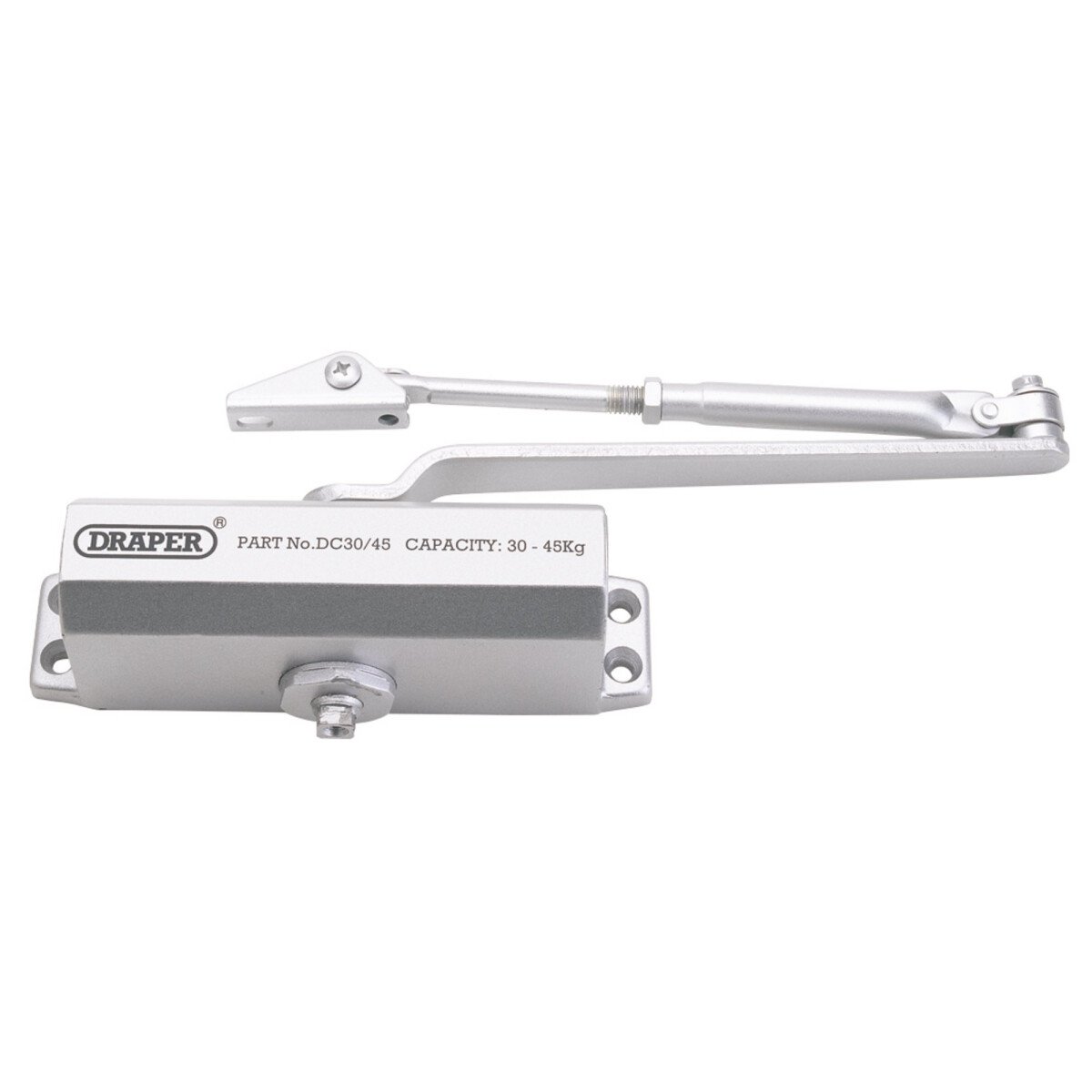 Draper 62893 DC 25/45 Adjustable Automatic Door Closer for Doors Between 25kg and 45kg