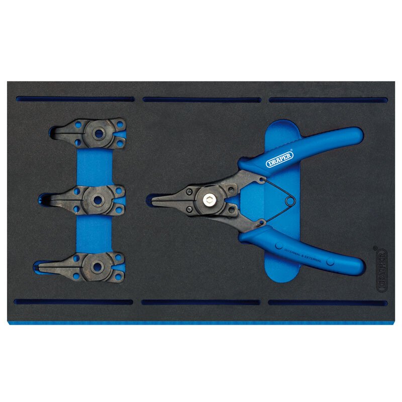 Draper 63196 IT-EVA2 Interchangeable Circlip Plier Set in 1/4 Drawer EVA Insert Tray (5 Piece)