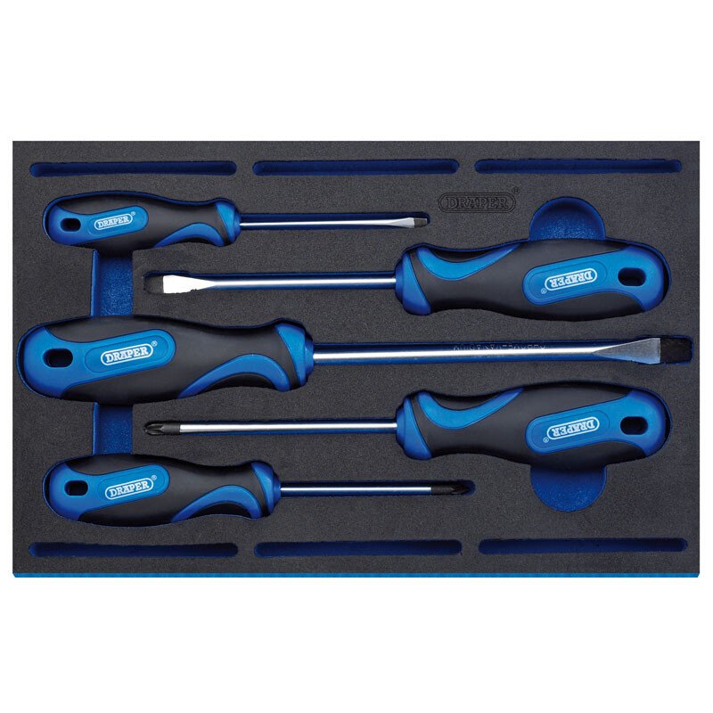 Draper 63400 IT-EVA15 Soft Grip Screwdriver Set in 1/4 Drawer EVA Insert Tray (5 Piece)