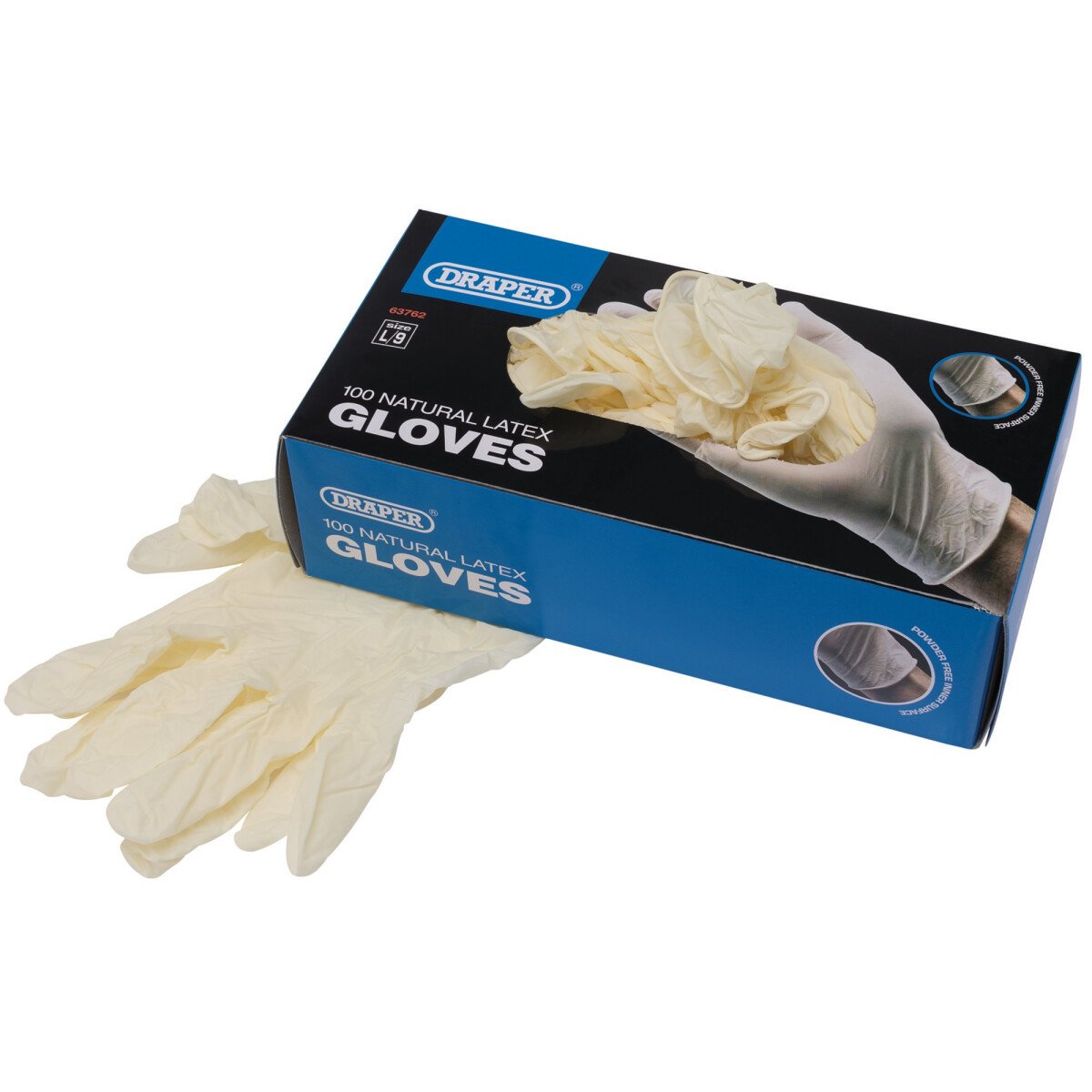 Draper 63762 GLAT-100L Latex Gloves (Box of 100)