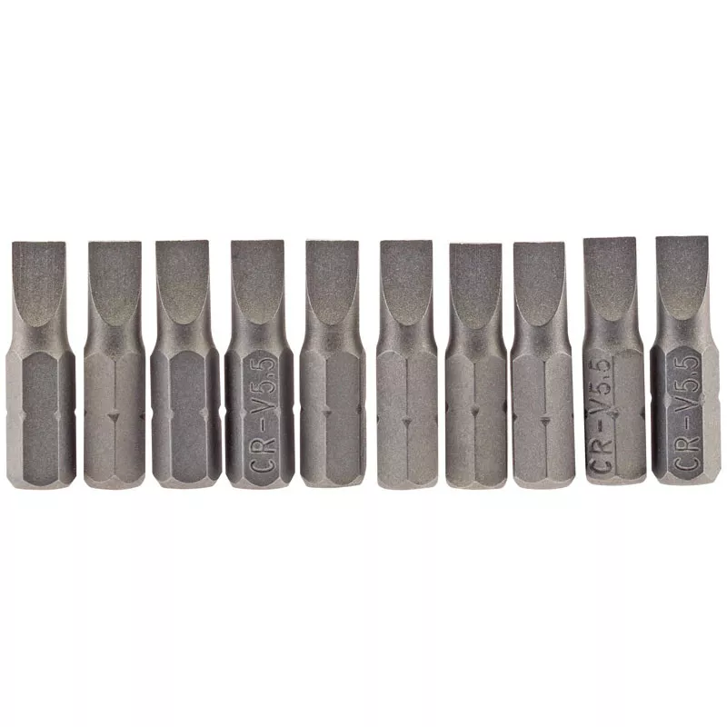 Draper 64028 25PS/10/B 5.5mm 1/4" Hex. Plain Slot Insert Bit 25mm Long x 10