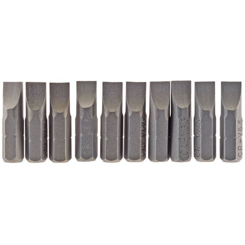 Draper 64034 25PS/10/B 6.5mm 1/4" Hex. Plain Slot Insert Bit 25mm Long x 10