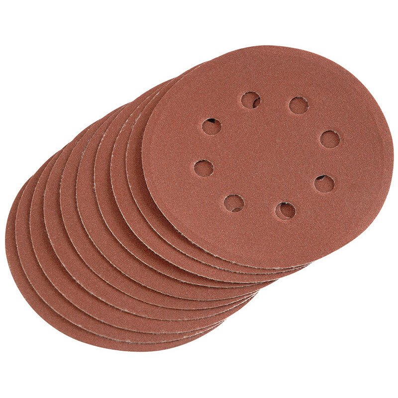 Draper 64040 SD5V Ten x 125mm 240 Grit Hook and Loop Sanding Discs