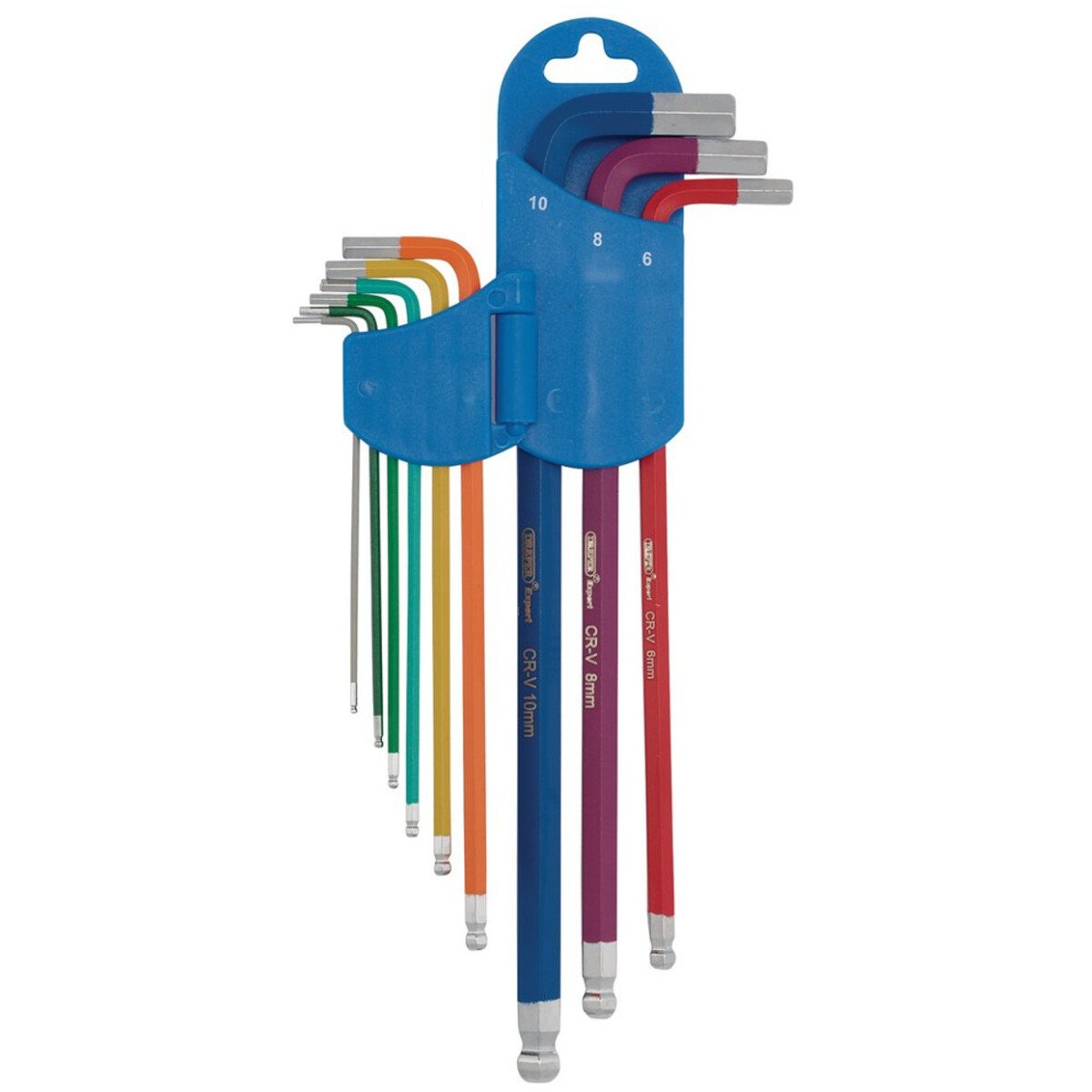 Draper 66134 TBPL9M/C Metric Coloured Extra Long Hexagon and Ball End Key Set (9 Piece)