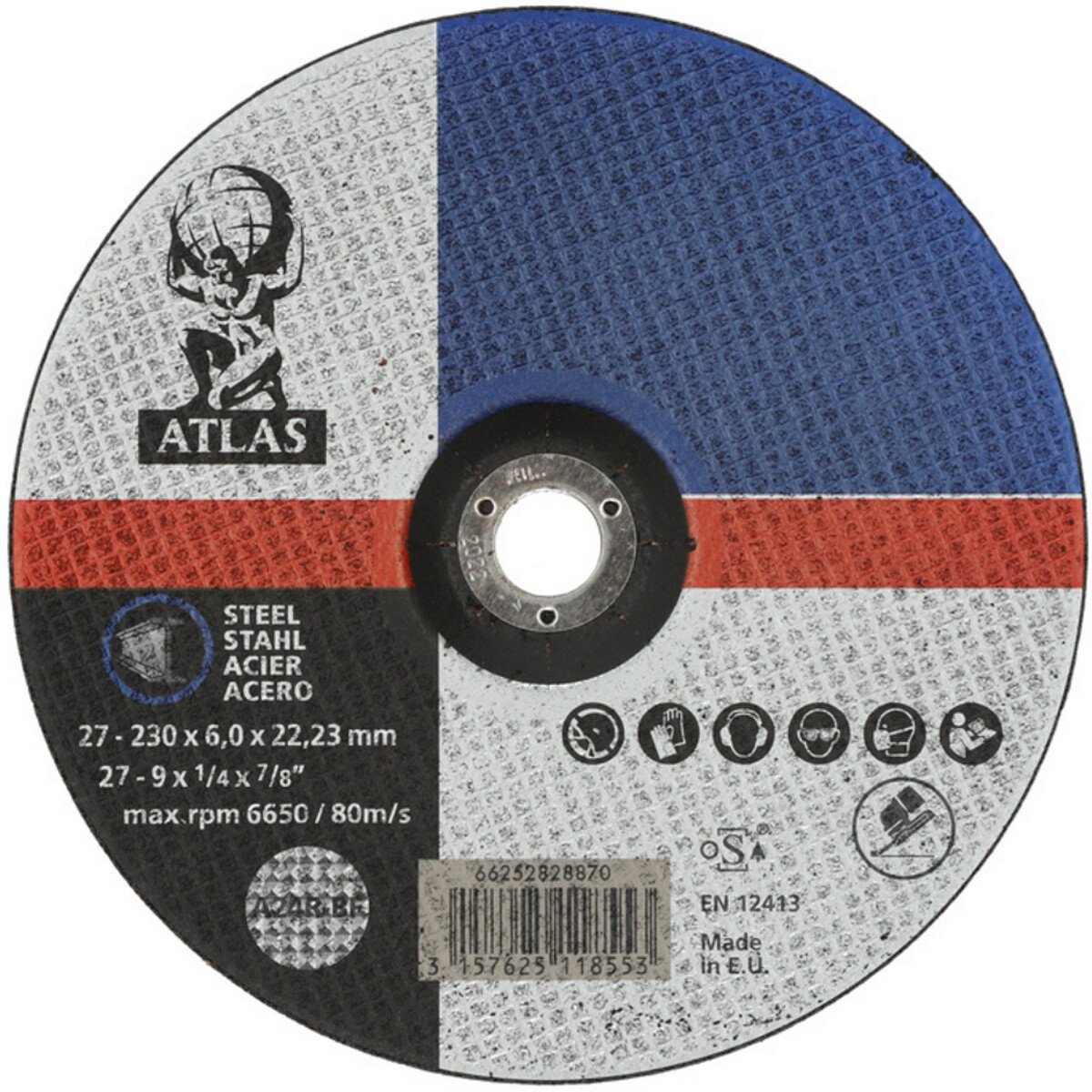 Atlas 66252828870 Metal Grinding Disc 230mm x 6mm (9" x ¼") A24R-BF