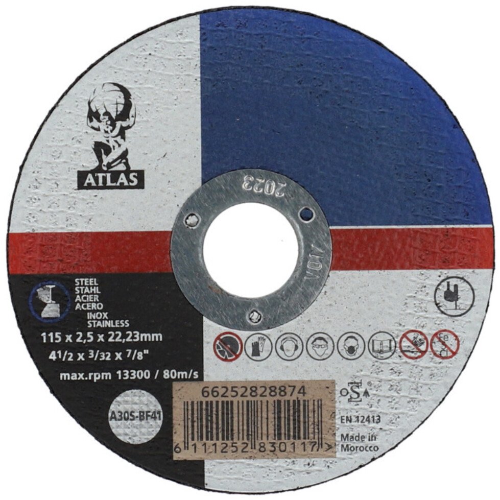 Atlas 66252828874 Flat Metal Cutting Disc 115mm x 2.5mm (4 1/2") A30S-BF