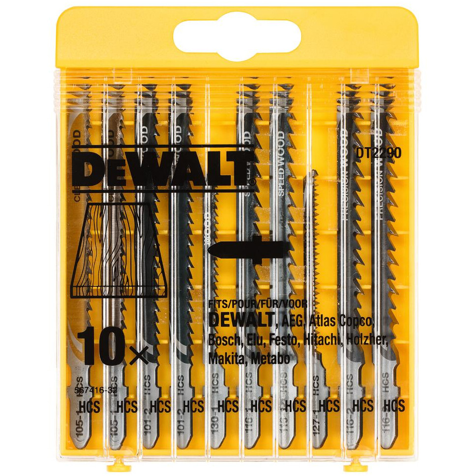 DeWalt DT2290-QZ 10 Piece Wood-Cutting Jigsaw Blades Set