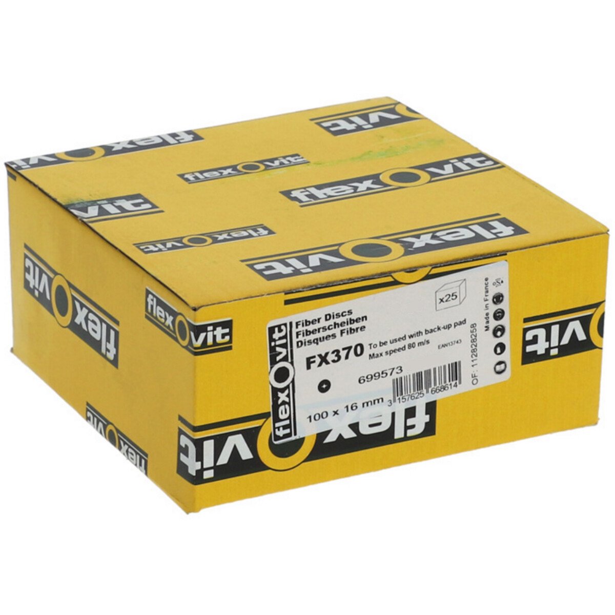 Flexovit 69957389586 100 x 16mm Grit 36 Aluminium Oxide Fibre Disc with