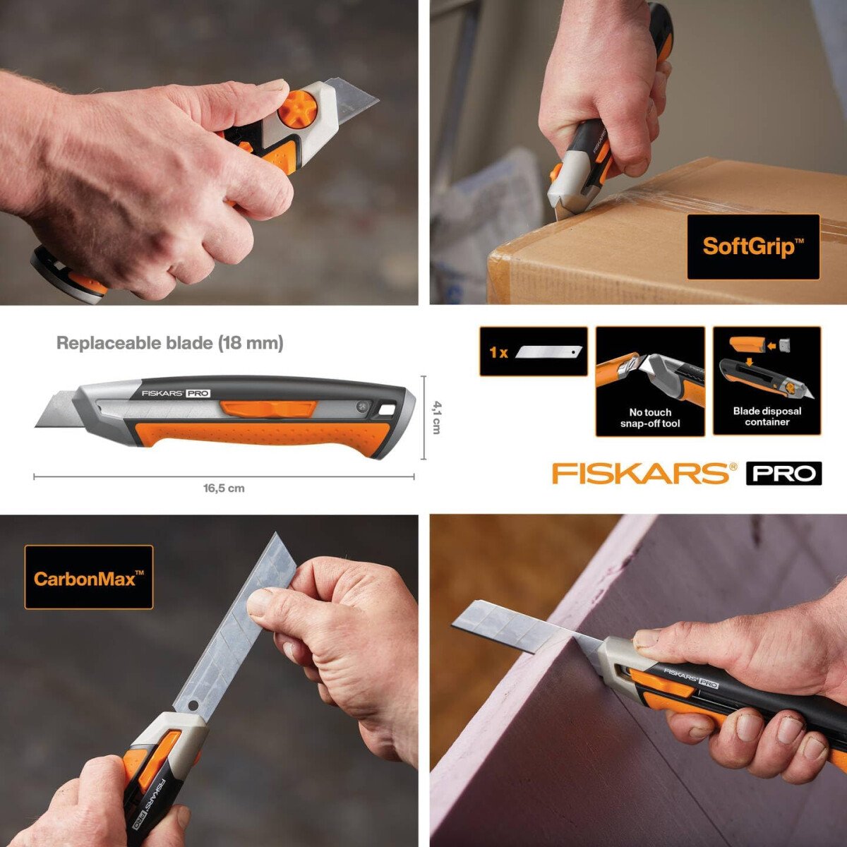 Fiskars 1027227 CarbonMax Snap-off Knife 18mm