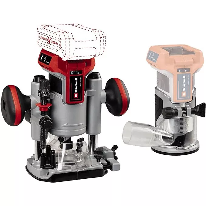 Einhell 4350410 Body Only TP-RO 18 Li BL Brushless Power X-Change 18V Cordless Wood Router & Palm Router Tool Set