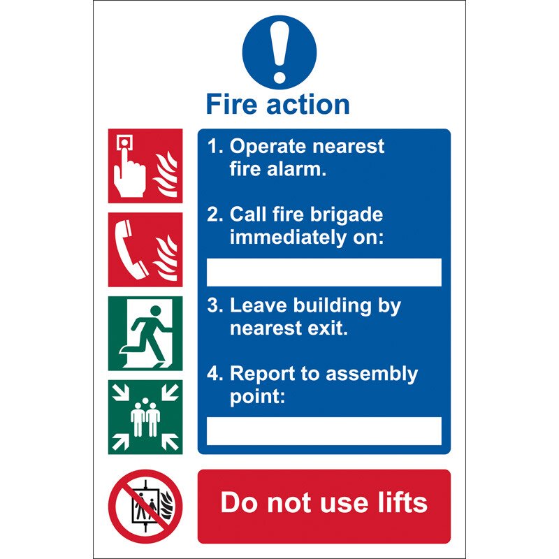 Draper 72154 SS10 'Fire Action Procedure' Mandatory Sign