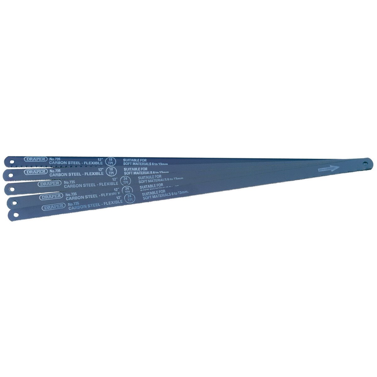 Draper 74118 735 5 Assorted 300mm Flexible Carbon Steel Hacksaw Blades