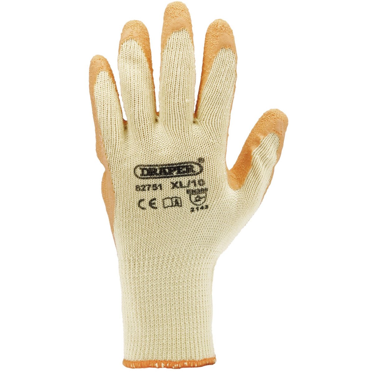Draper 82751 HDLGA/B Pack of Ten Orange Heavy Duty Latex Coated Work Gloves  Large