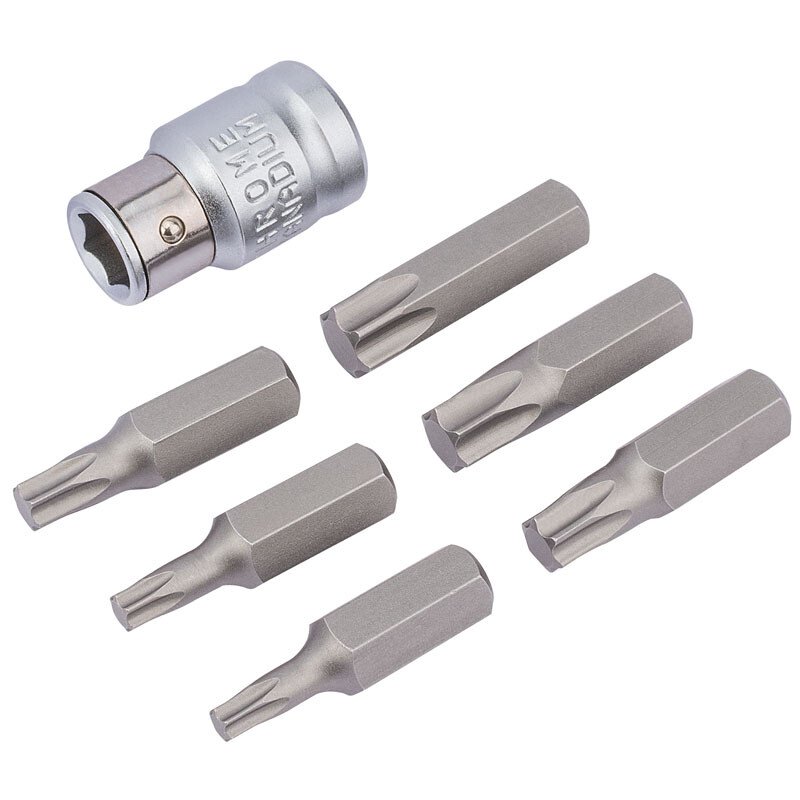 Draper 83561 4404B Expert 7 Piece 3/8" Square Drive TX Star Bit and Bit Holder Set