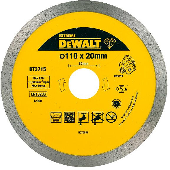 Dewalt DT3715QZ 110mm Premium Porcelain Marble & Granite Cutting Blade