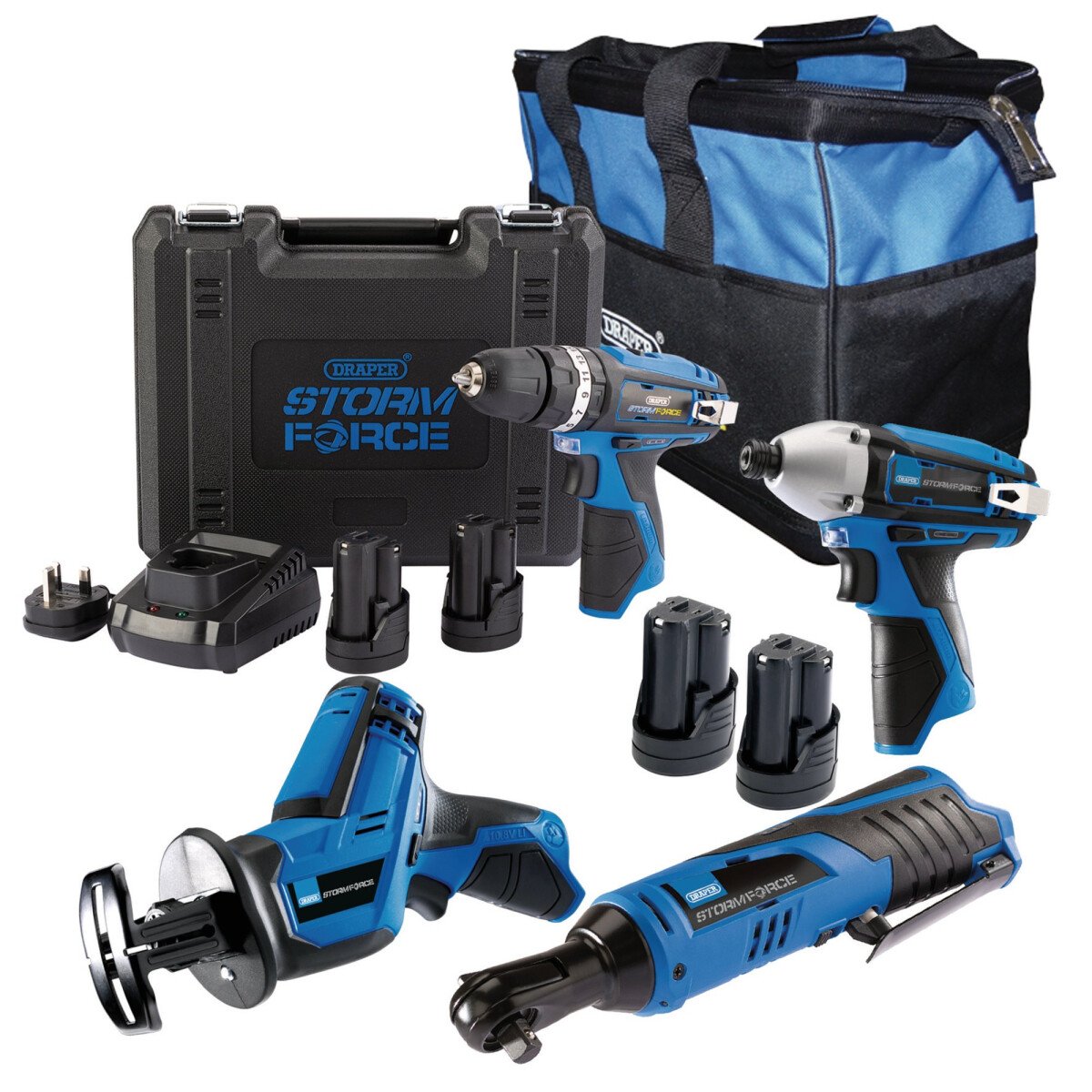 Draper 91032 PTK10.8V4+4 Storm Force ® 10.8 V Drill 4 Pack + 4 Batt.
