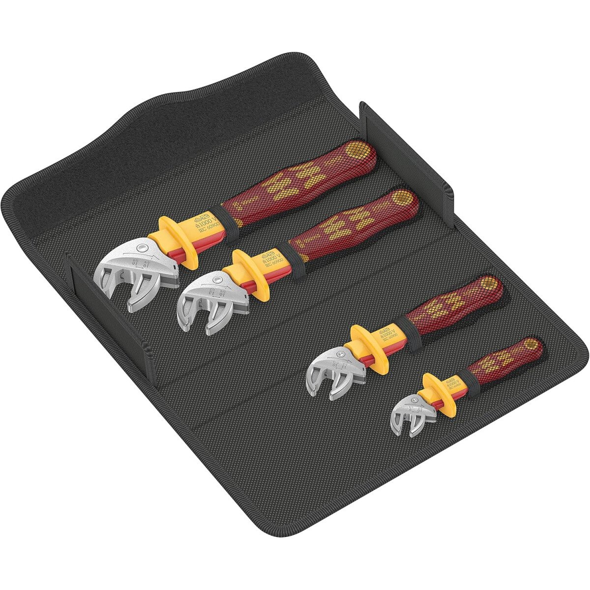 Wera 05020170001 6004 Joker VDE 4 Set 1 VDE-Insulated Self-Setting Spanner Set, 4 pieces