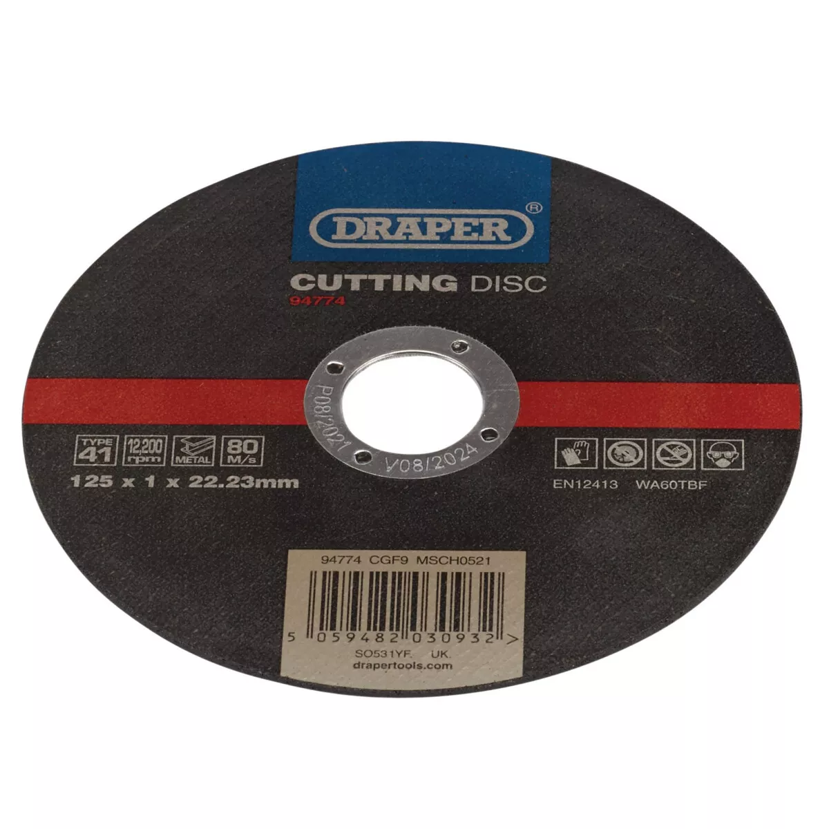 Draper 94774 CGF9 Metal Cutting Disc, 125 X 1 X 22.23mm