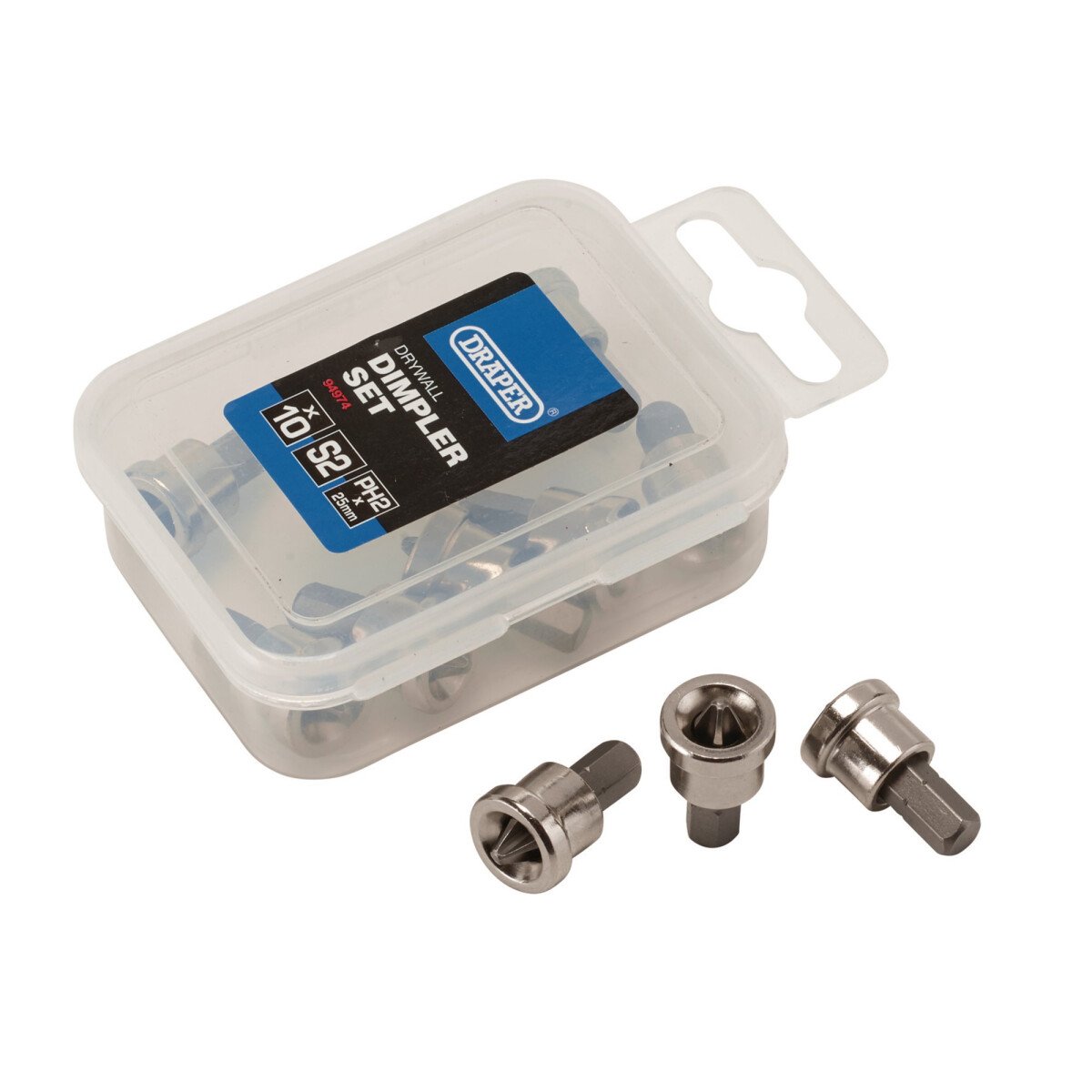 Draper 94974 PH2DIMP/B Drywall Dimpler Set PH2x25mm (10 Piece)