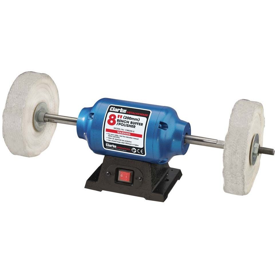 Clarke 6500560 CBB200-E 200mm Bench Buffer/Polisher with Extended Spindles 230V