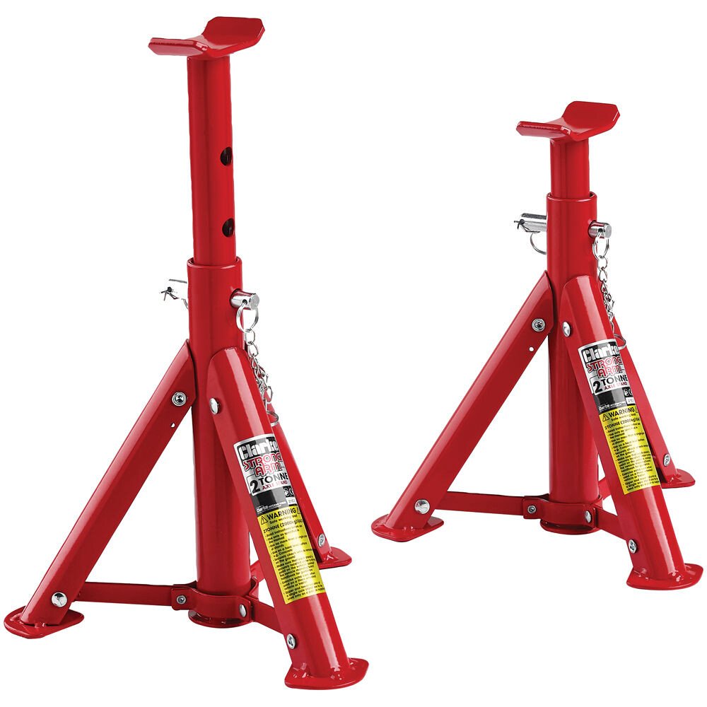Clarke 7600020 CAX2TFB Pair of 2 Tonne Folding Axle Stands (1T per stand)