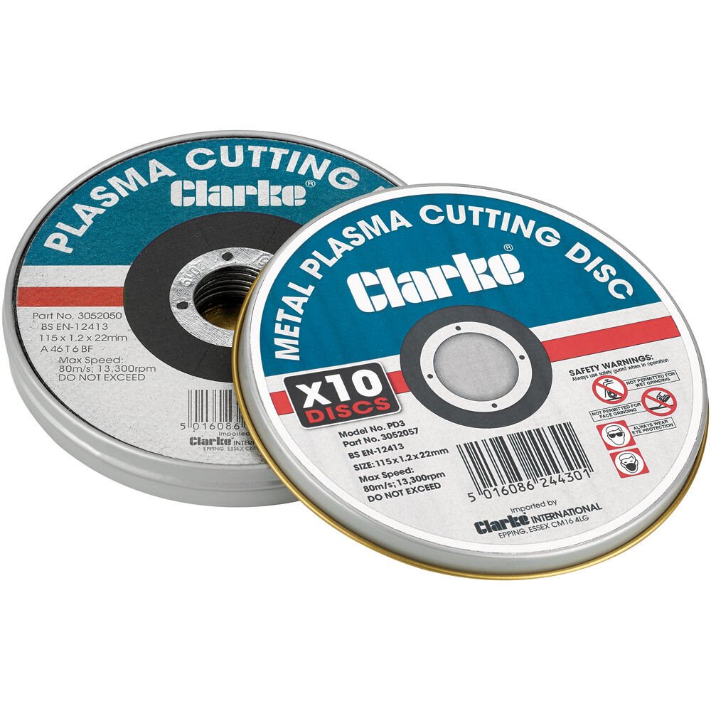Clarke 3052057 PD3 115mm Flat Plasma Metal Cutting Discs ( Tin x 10 )
