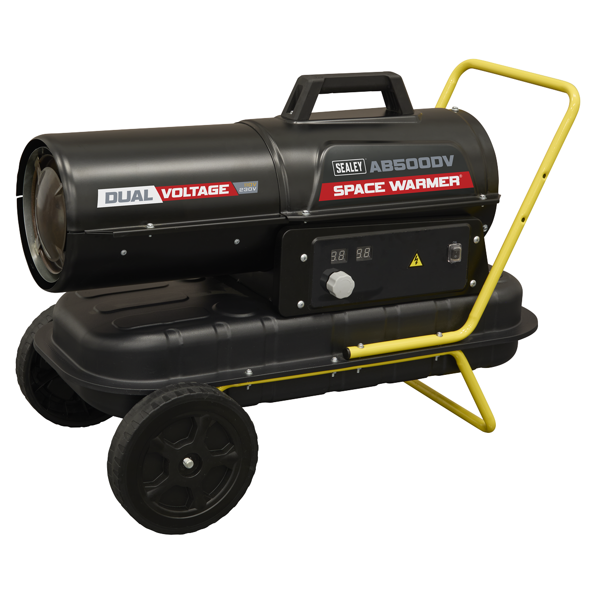 Sealey AB500DV Dual Voltage Kerosene/Diesel Space Warmer Heater with Wheels 50,000Btu/hr
