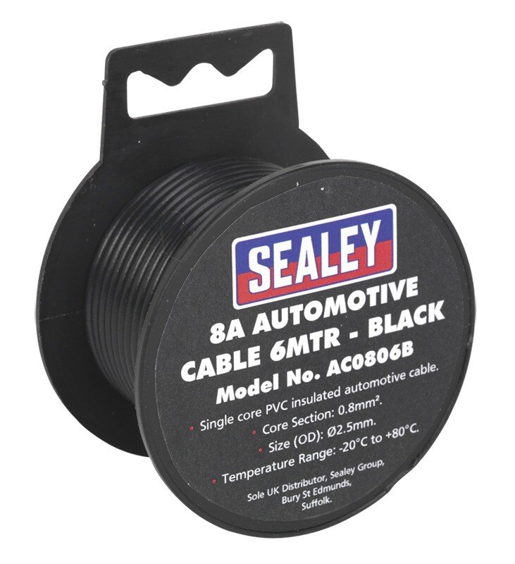 Sealey AC0806B Automotive Cable 8A 6mtr Black