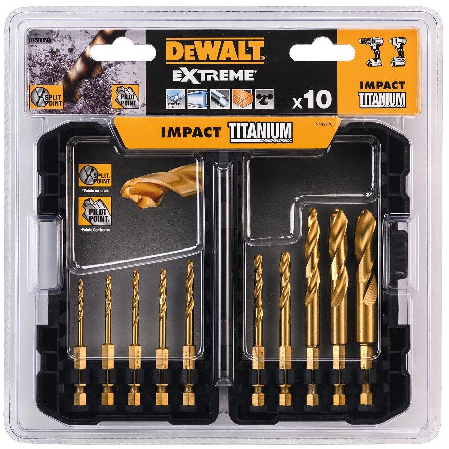 DeWalt DT50050-QZ 10 Piece Impact Titanium Drill Bit Set