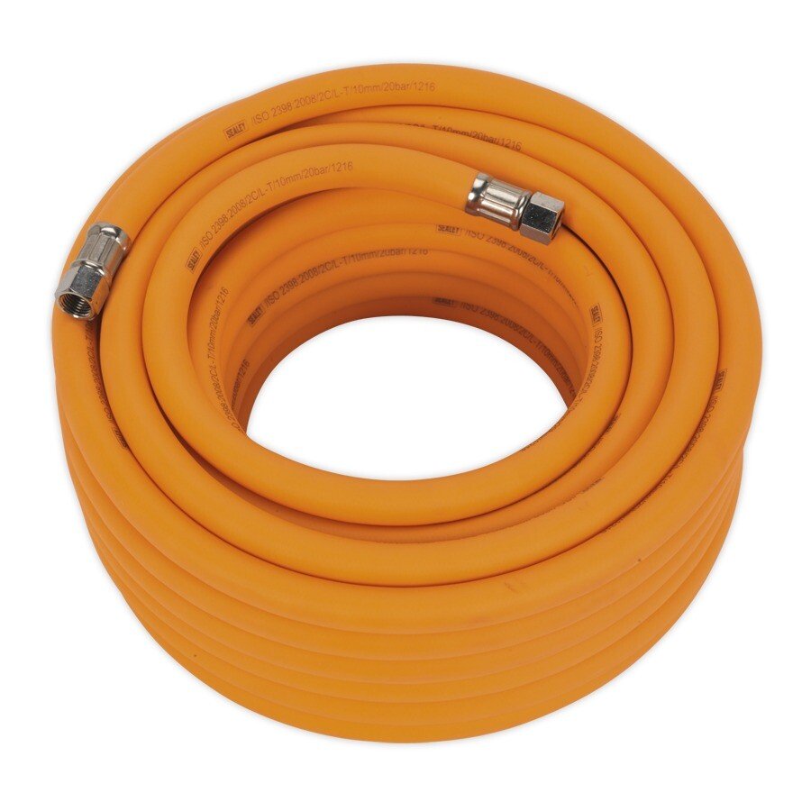 Sealey AHHC1538 Air Hose 15mtr x ø10mm Hybrid High Visibility with 1/4"BSP Unions