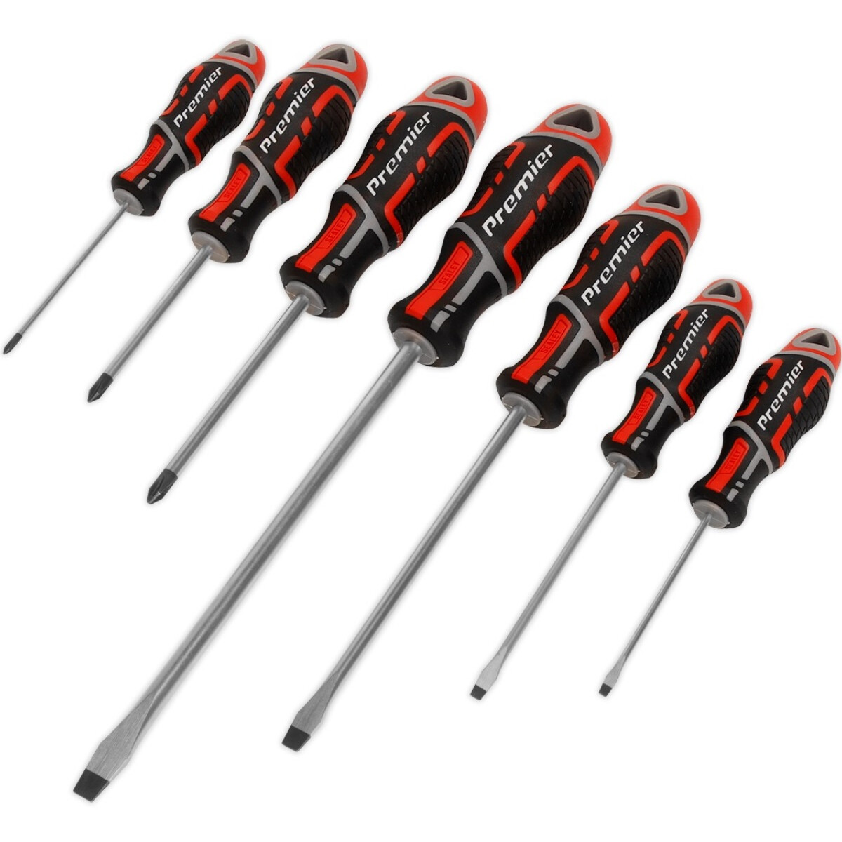 Sealey AK4321 Screwdriver Set 7 Piece GripMAX®  Slotted and Phillips Red