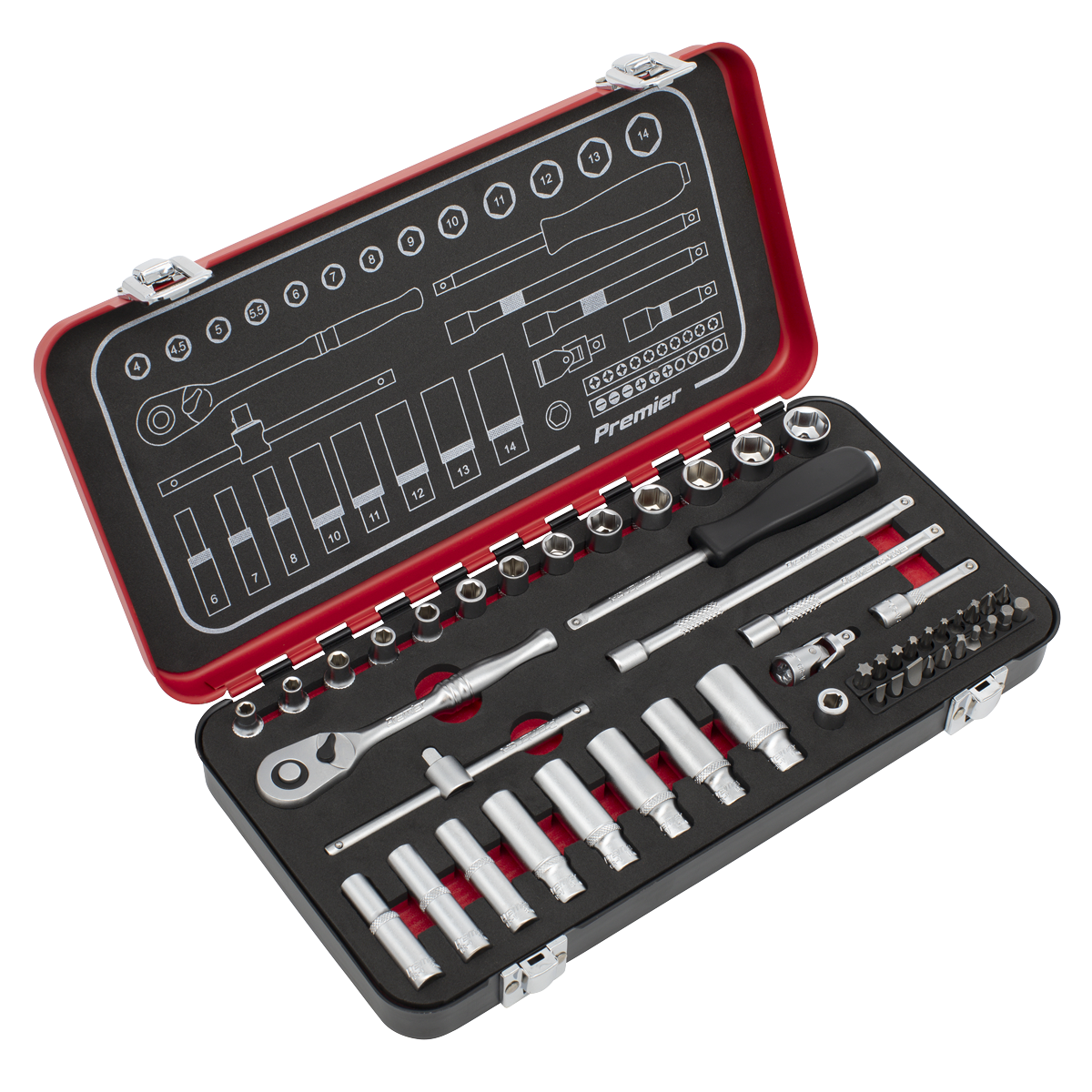 Sealey AK7920 Socket Set 49pc 1/4"Sq Drive Premier Platinum Series